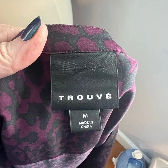 Trouve Dark Purple Animal Print Blouse - Picture 8 of 8